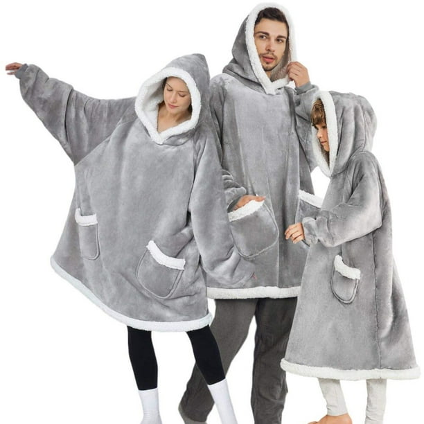 Sudadera con capucha manta mujer sudaderas con capucha polar luminoso  oversize manta portátil cálida con manga gigante bata manta mujer