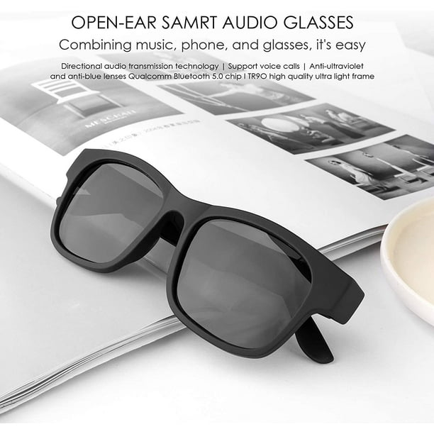 Meagtlva Lentes inteligentes para hombres, gafas Bluetooth, gafas de música  de oído abierto, llamadas manos libres, lentes polarizados, IP5 resistente