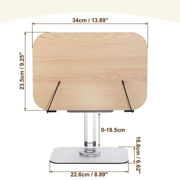 Soporte de libro para lectura, rotación de 360°, altura y ángulo, soporte  de lectura ergonómico ajustable con clips de página, soporte de libro de