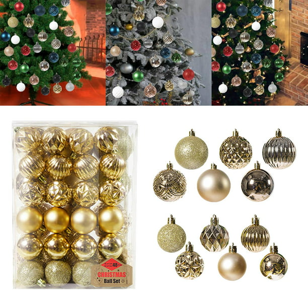 48 de adornos colgantes para árboles Navidad, 6 cm, cm, colgantes de adornos navideños inastillables para vacaciones Dorado BLESIY colgante | Walmart en línea