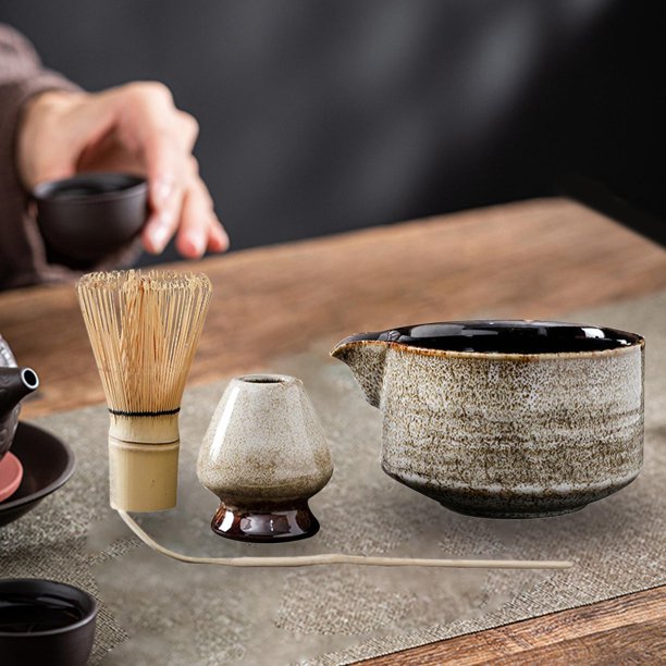 Juego de té japonés, batidor de Matcha (Chasen), cuchara y cuchara