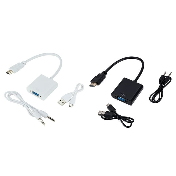 Cable convertidor adaptador HD a VGA portátil 1080P de color aleatorio +  Cable de audio de 3,5 mm de alimentación USB HDTV PC Inevent DZ54536-00B