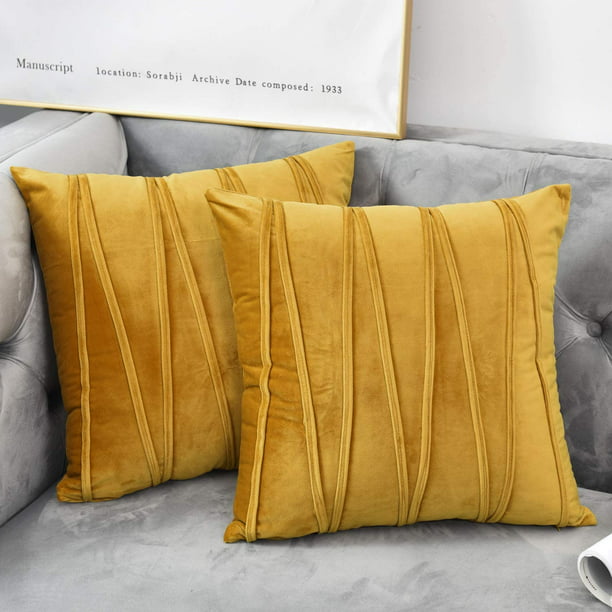 4 Fundas Forros Para Cojines Decorativos Almohadas De Amarillos Sofa Sala  18x18