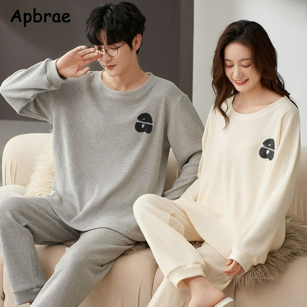 Conjunto de pijama de algodón para parejas, ropa de dormir de manga larga  con cuello redondo y panta El Tesoro Escondido