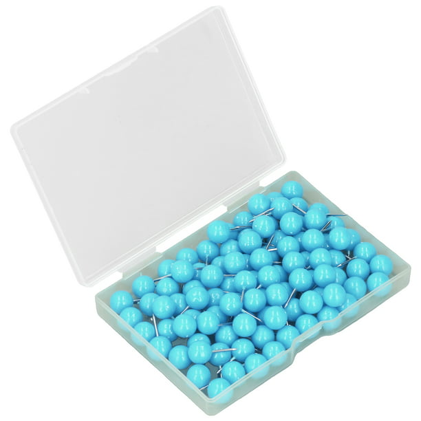 100 Uds chinchetas tachuelas de mapa chinchetas decorativas de plástico y  acero para tableros de corcho 9,5x20mm azul