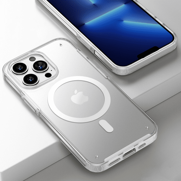 1 paquete para iPhone 13 Pro Max funda magnética para teléfono, compatible  con Magsafe Shell semipermeable Scrub funda para teléfono para iPhone 13  Pro Max (6,7 pulgadas) (blanco) JM