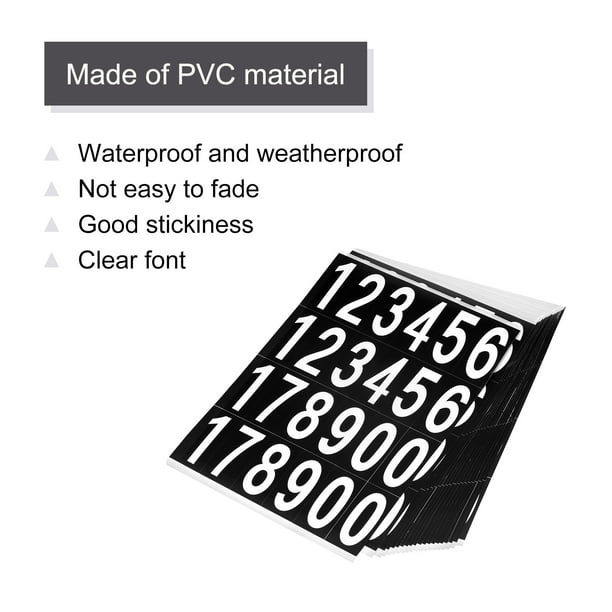Números Adhesivos para Buzón, Etiqueta Autoadhesiva de PVC, Negro y Blanco,  76x25mm