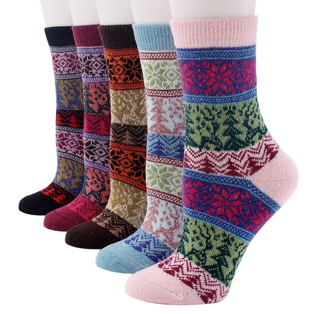 Calcetines de lana de punto para mujer, medias coloridas de estilo Vintage,  suaves, cálidas y gruesa BANYUO