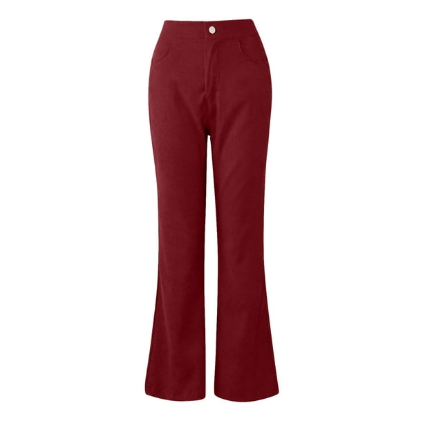 Gibobby pantalones anchos mujer Pantalones acampanados de pana para mujer  Pantalones acampanados con cintura elástica (Rojo, S)