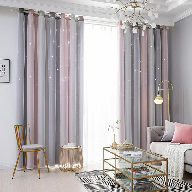 Cortinas grises 100% opacas para la ventana de la sala de estar 100%  sombreado Cortinas modernas para cortinas de cocina de dormitorio Anillos  hechos a medida Top