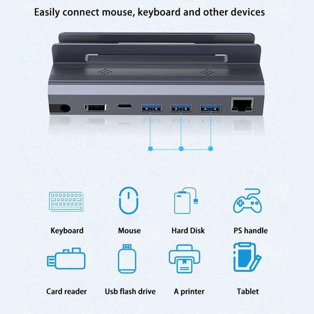 Base de soporte de concentrador 6 en 1 con base de soporte de puerto RJ45  para consola de juegos Steam Deck JShteea El nuevo