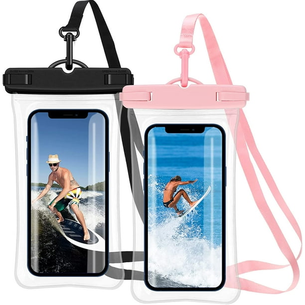 Paquete de 2 fundas impermeables para teléfono flotantes, color rosa y  morado, funda impermeable para teléfono celular, resistente al agua, bolsa  para
