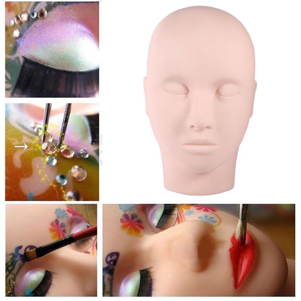 Cabeza Maniqui Goma Para Practica Maquillaje Pestanas Dummy Head