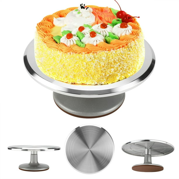  HXR Soporte giratorio para tartas, soporte redondo para tartas,  base antideslizante, plato giratorio de aluminio para fiestas, postres,  suministros de decoración (color dorado, tamaño: 12 pulgadas) : Hogar y  Cocina