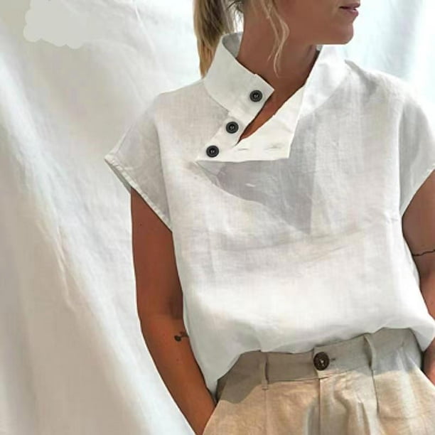 Ropa de moda Vintage para mujer, Tops Y2k de lino y algodón, camisetas  informales, blusas de calle de verano, camisas elegantes qym unisex