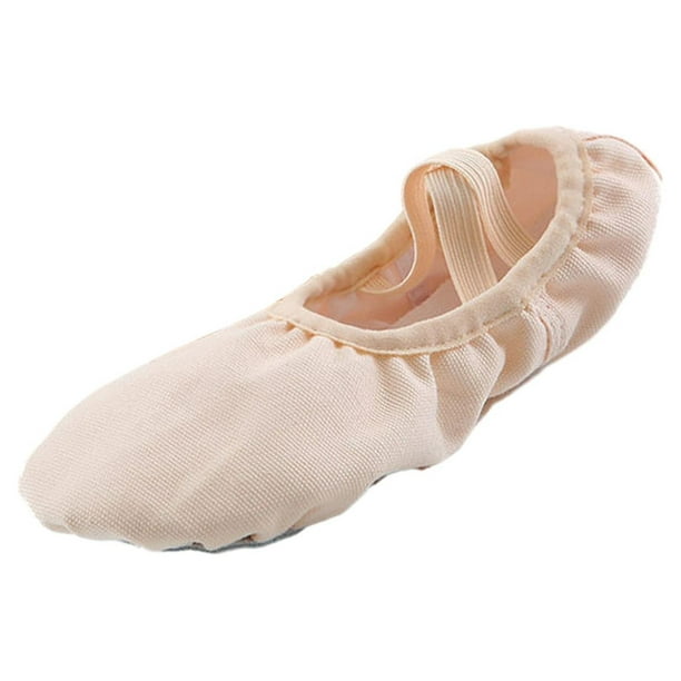  Zapatillas de ballet para niñas, 3 pares, zapatos de ballet de  lona con suela suave, zapatillas de ballet para practicar bailarina,  zapatos de baile para mujer (color carne, tamaño: 25 (6.5
