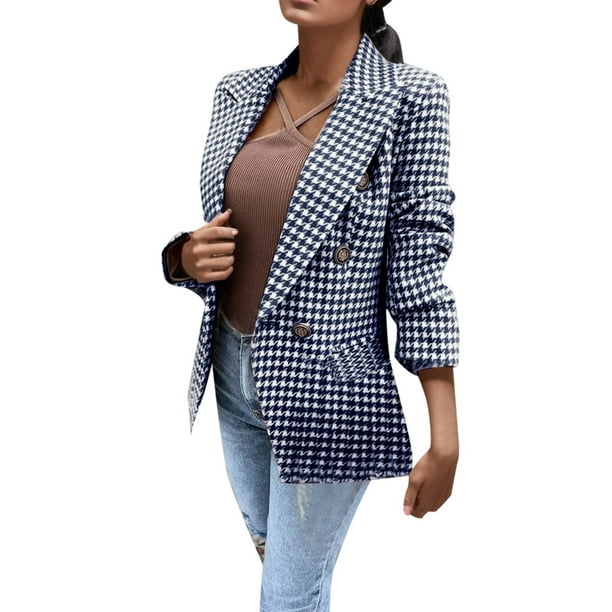 Blazer casual de negocios para mujer, talla grande, manga larga, con  cuello, abrigo de oficina, formal, frente abierto, chaqueta elegante