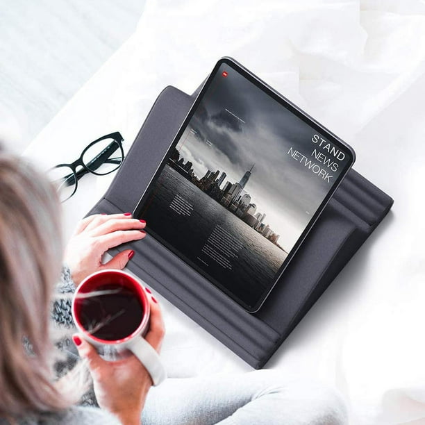 Soporte para tableta, soporte para almohada para tableta: almohadilla suave  para cama, base para tableta con soporte para lápiz óptico y bolsillo, para  iPad Pro 12.9, Air, Mini