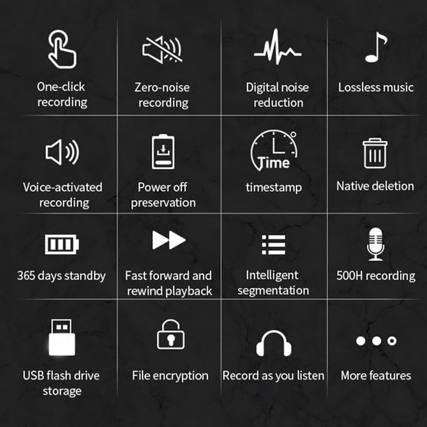 Grabadoras de Voz Digitales Dispositivo de Grabación Portátil con  Activación por Voz Grabadora Espía También como Reproductor de MP3 con  Auriculares Grabadora de