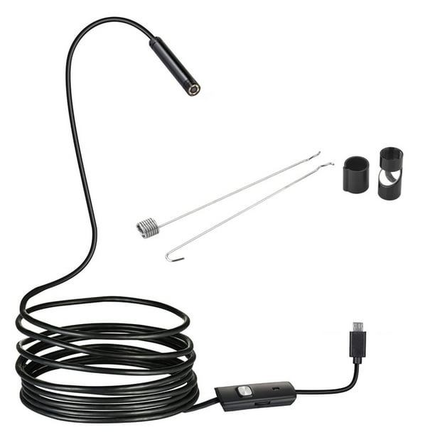 Mini cámara endoscópica de 1M, endoscopio resistente al agua, boroscopio,  cable suave ajustable, 6 LEDS, 7mm, Android tipo C, cámara de inspección  USB para coche