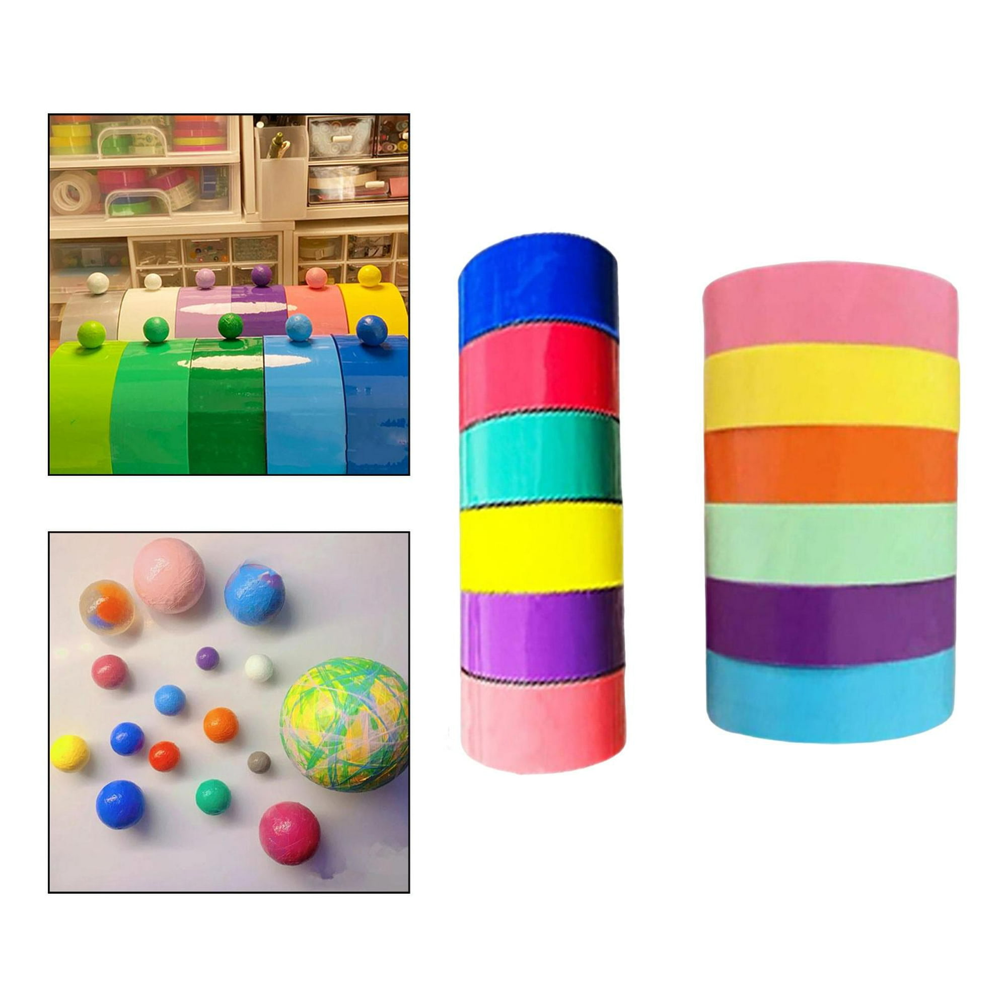 Cintas adhesivas de colores Cinta adhesiva de colores Juguetes para niños  12 rollos Cinta adhesiva de plástico Cinta dedicada Juguetes para niños