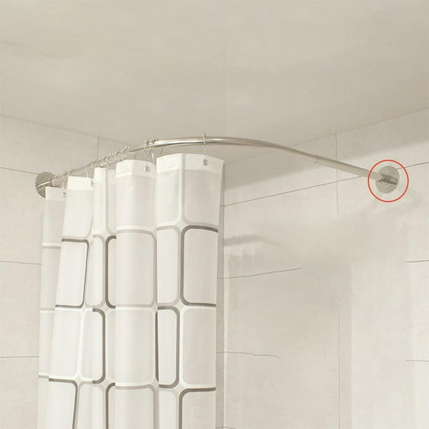 Barra de cortina de ducha de esquina, riel de cortina de ducha en forma de  U de acero inoxidable negro, barra de cortina de ducha ajustable extensible