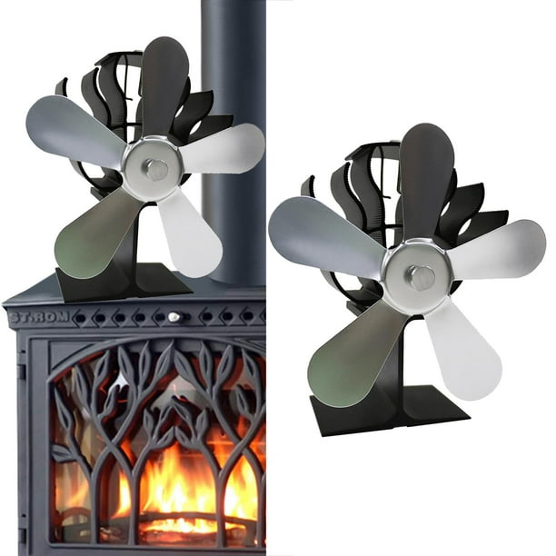 Ventilador de estufa de 5 hojas con energía térmica para leña/quemador de  troncos/Chimenea ventilador de chimenea silenciosa distribución eficiente  Plata BLESIY Ventilador de estufa alimentado por calor
