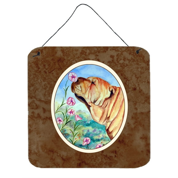 carolines treasures shar pei huele las flores impresiones para colgar en la pared o en la puerta 7105ds66 6hx6w multicolor carolines treasures 7105ds66