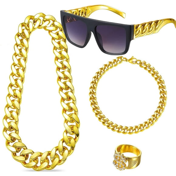 collar y anillo de dólar de hip hop gafas de cadena de rapero