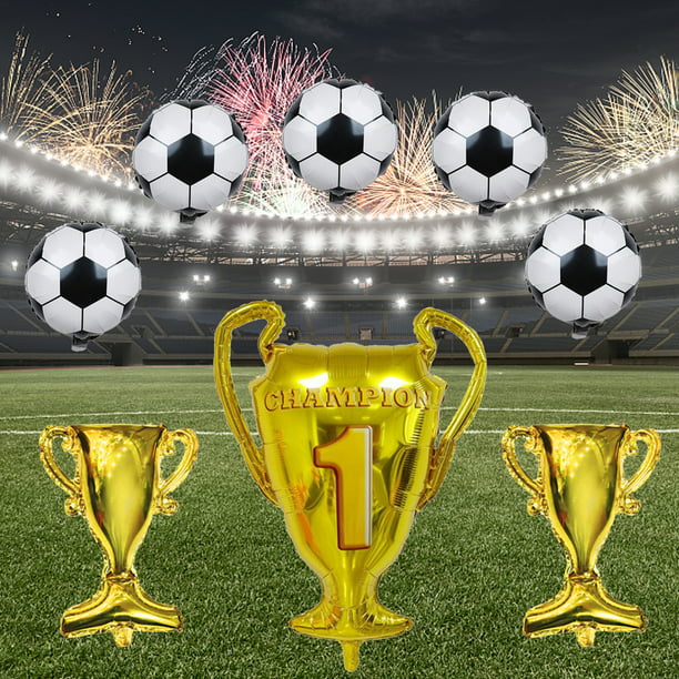 Proveedor de globos de fiesta de fútbol, 5 globos de trofeo de campeonato y  globos de papel de aluminio para niños, cumpleaños, baby shower