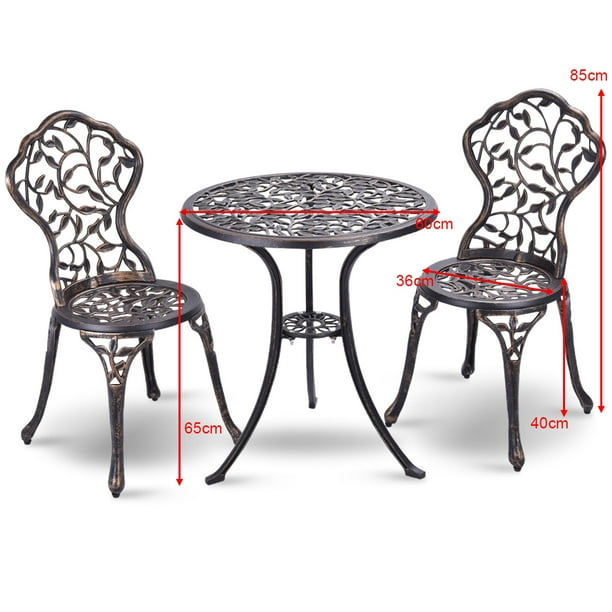 Costway Juego de mesa y 2 sillas de jardín Juego de 3 piezas para exterior  en metal color bronce Costway Modern
