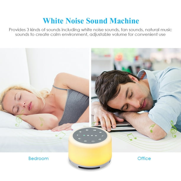 Máquina de sonido de ruido blanco para dormir con luz nocturna, 34 sonidos  relajantes, máquina de ruido blanco recargable para bebés, niños y adultos