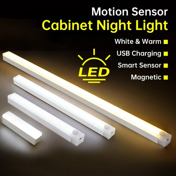Luces LED inalámbricas con sensor de movimiento para debajo del gabinete,  luz recargable por USB, iluminación inalámbrica para debajo del gabinete