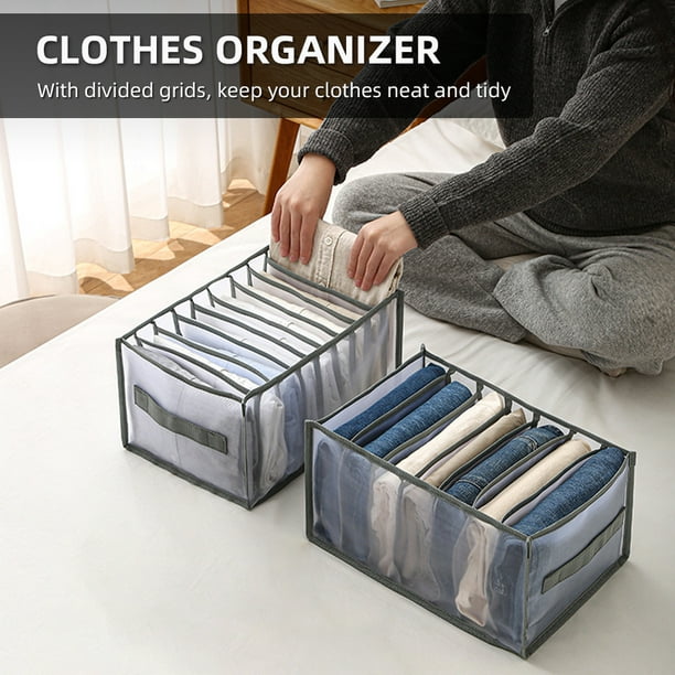 Caja de almacenamiento de manga corta, organizador de ropa de armario, 9  rejillas, organizador de cajones de ropa visible, organizador de cajones  para