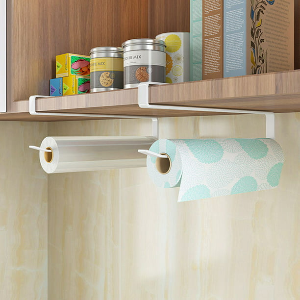 Soporte para toallas de papel, 1 soporte para rollos de papel sin perforar, soporte  para rollos de toallas de cocina sin perforaciones, para cocina, baño y  armarios (blanco) JAMW Sencillez