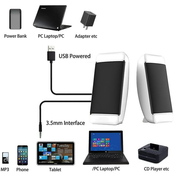 Pequeños altavoces para ordenador portátil, fuente de alimentación USB con  cable, mini altavoz portátil 2,0 oso de fresa Electrónica