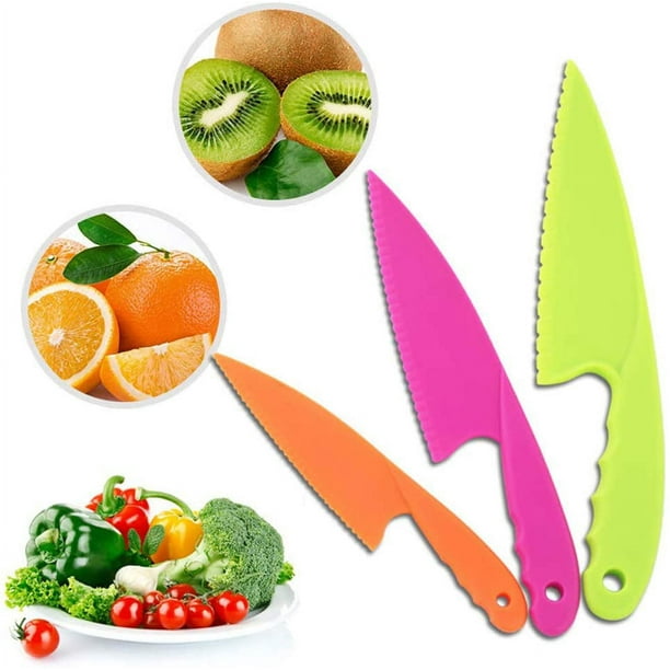  TOVLA JR. Cuchillos Montessori para niños pequeños, 2 piezas, cuchillos  para cocina real, sin BPA, cuchillo de corte seguro para niños, juego de  cuchillos de cocina coloridos para niños : Hogar