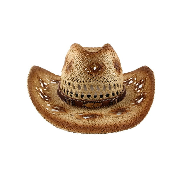 Sombrero de vaquero de paja para mujeres y hombres con ala Shape-It,  sombrero de vaquero occidental ER