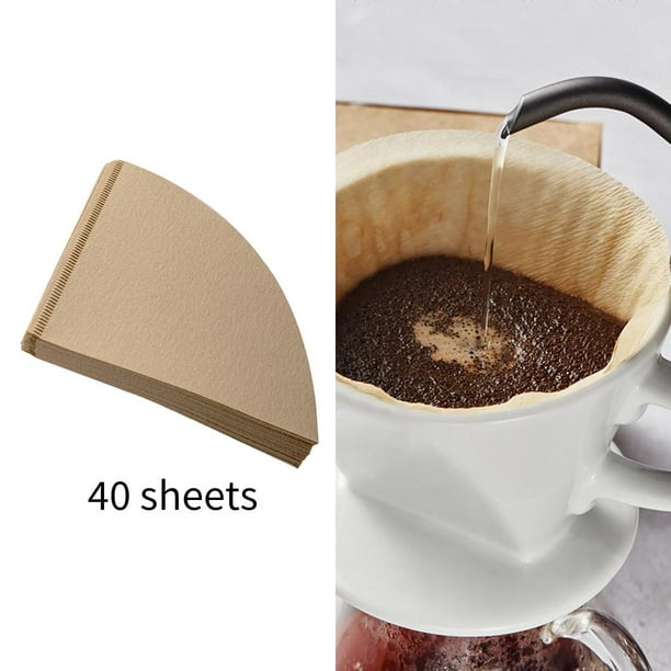 Filtros de café en cono #4, 100 filtros de café número 4, papel para  cafetera de verter y gotear, 8-12 tazas, natural sin blanquear