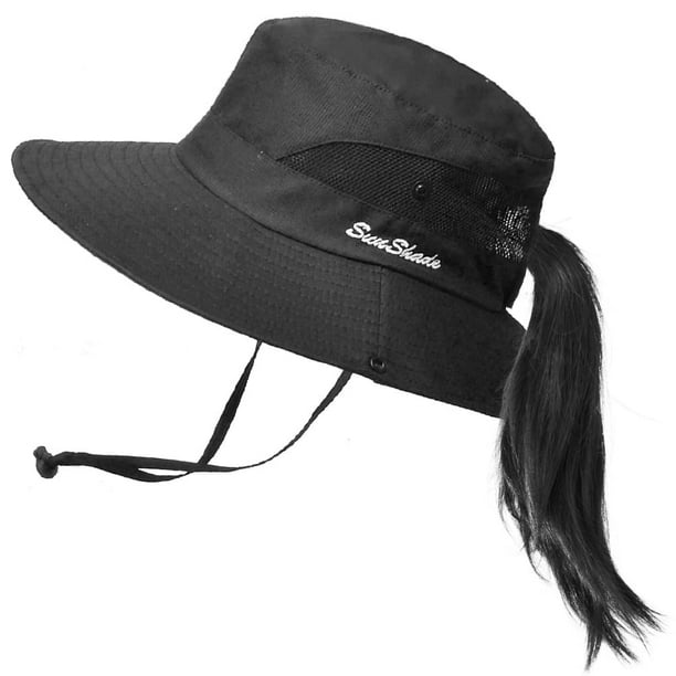 Sombrero de sol de verano para mujer, 【UPF50+Protección UV・Transpirable】  Sombreros de playa Sombrero de cola de caballo Sombreros de playa para mujer  Jardín Pesca Senderismo Sombreros JFHHH pequeña