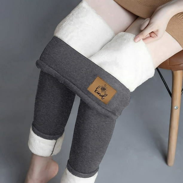 Gibobby Leggings de cintura alta Leggings cálidos de cintura alta elásticos  ajustados gruesos de terciopelo de invierno con etiqueta de cuero con  patrón para mujer (Gris, XL)