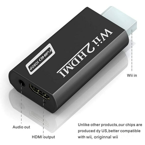 Adaptador HDMI Wii 3 en 1 Adaptador Wii a HDMI para Smart TV +  Cable de alimentación Wii Adaptador de CA + Cable HDMI de alta velocidad de  5 pies compatible