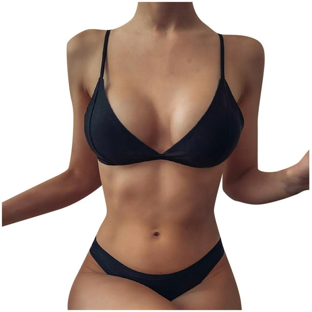 Wolddress Conjunto de bikini deportivo de dos piezas para mujer, manga  corta, nudo anudado, bikini deportivo