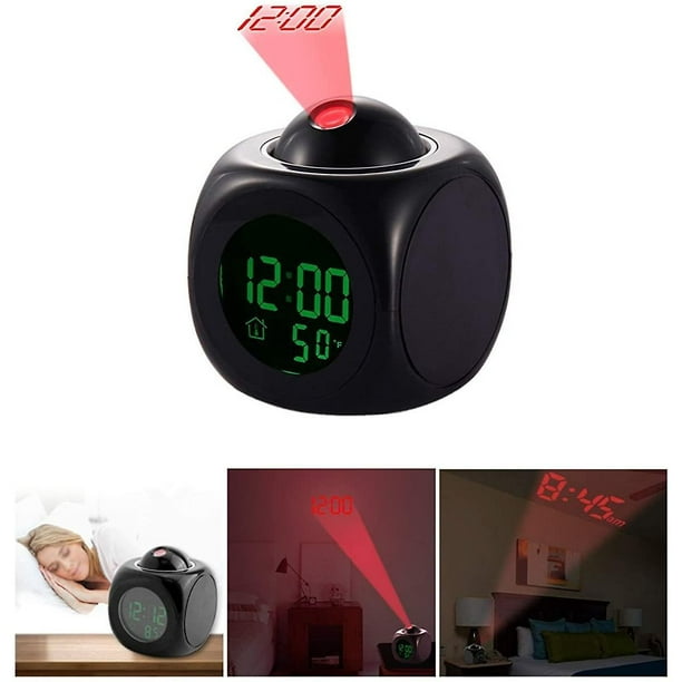 Reloj despertador de proyección, reloj de mesa digital, reloj despertador  digital USB, reloj proyector para adolescentes, oficina, sala de estar, ,  negro perfecl Despertador proyector