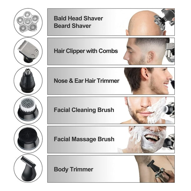 Afeitadora eléctrica de cabeza para hombres calvos, 6 en 1, afeitadora  eléctrica para hombre, afeitadora de cabeza calva, afeitadora eléctrica