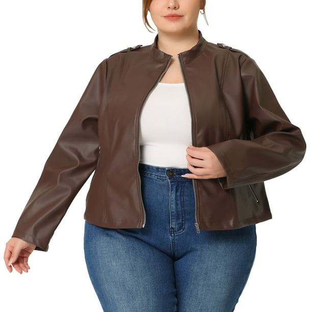 Chaqueta de talla grande para mujer Chaquetas de piel sint tica