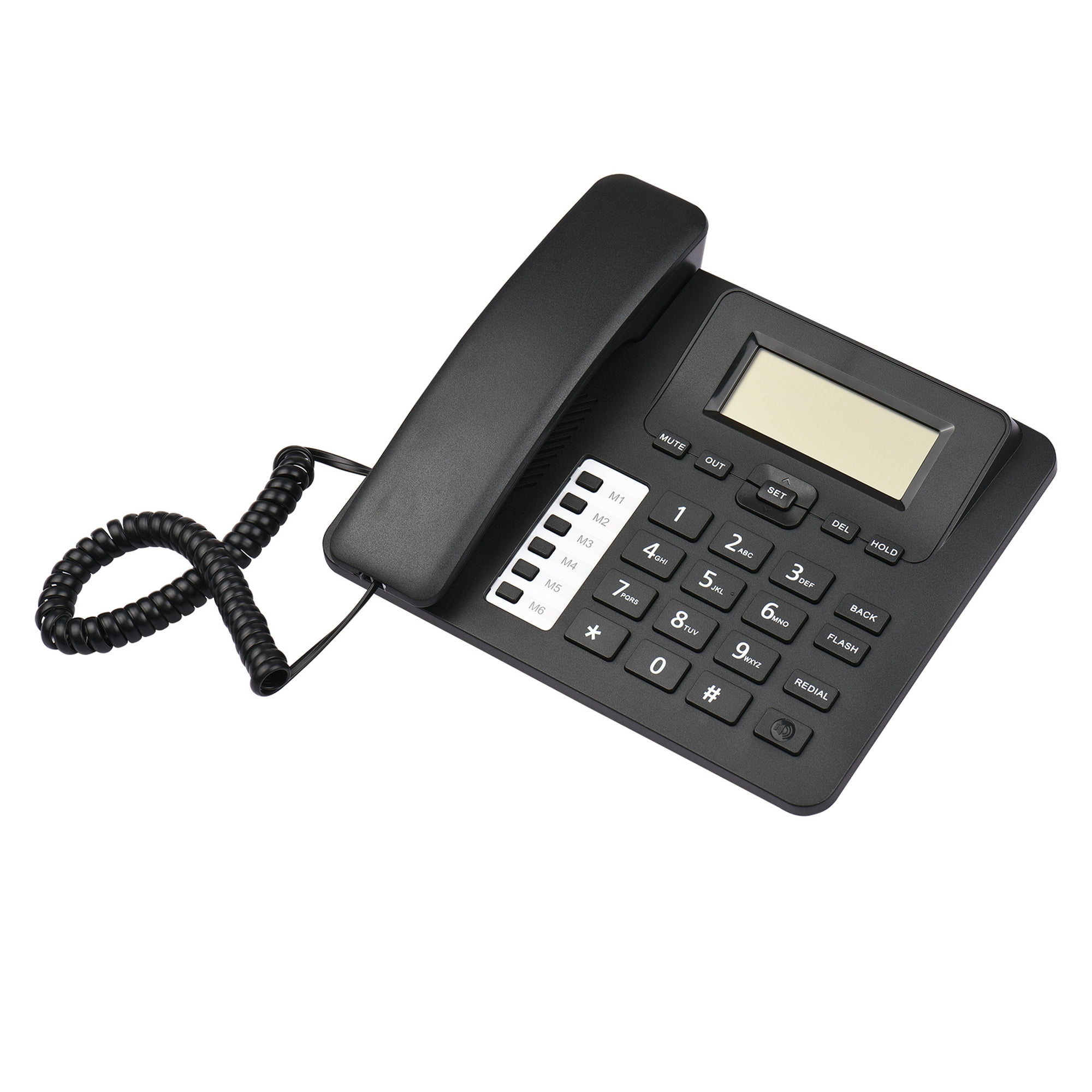  Teléfono con cable, teléfono fijo de escritorio con pantalla  retroiluminada, identificación de llamadas y función de espera de llamadas,  para oficina en casa (negro) : Productos de Oficina
