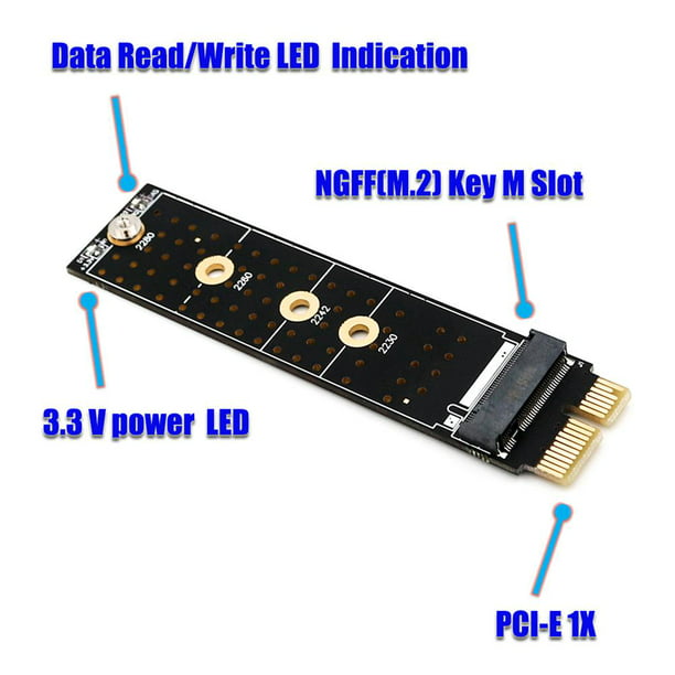 Adaptador PCIE a M2 SSD M2 PCIE X1 Raiser PCIE Ehuebsd PCI Express M Conector de llave compatible con 2230 2242 2260 2280 M.2 SSD de velocidad completa | Walmart en línea