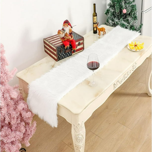 Camino de mesa moderno de piel sintética para Navidad, boda, blanco  Vhermosa WXOTTO-CWY-0616