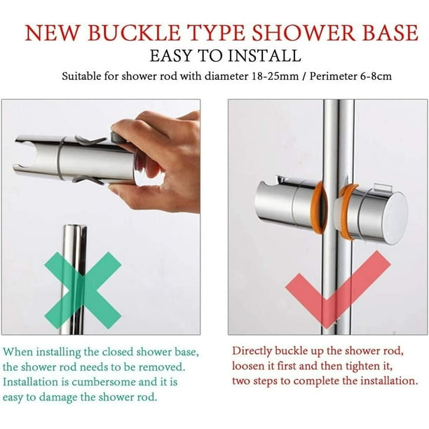 Adjustable Shower Head Holder for Slide Bar,Universal 18-25MM OD Rail Head  Bracket Holder for Slide Bar Slider Clamp Bathroom Replacement 360 Degree